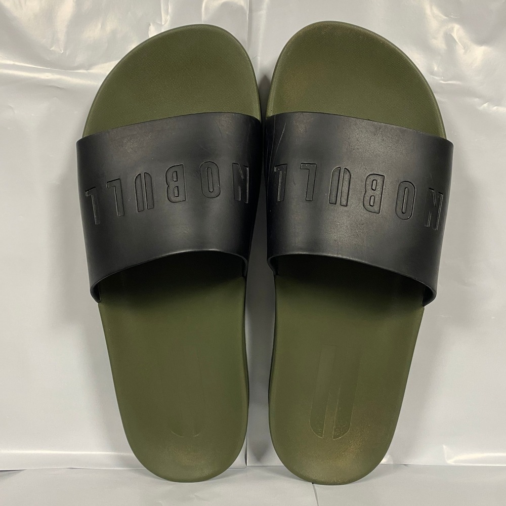 NOBULL Slides Mens 10 Womens 11.5 Olive Green Black Athletic Recovery Sandals